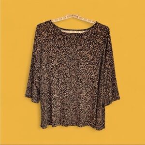 Susan Graver Womens Top Sz 3X Animal Print Abstract Liquid Knit Artsy Office